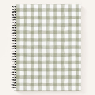 Light Silver Green English Country Check Plaid Notebook