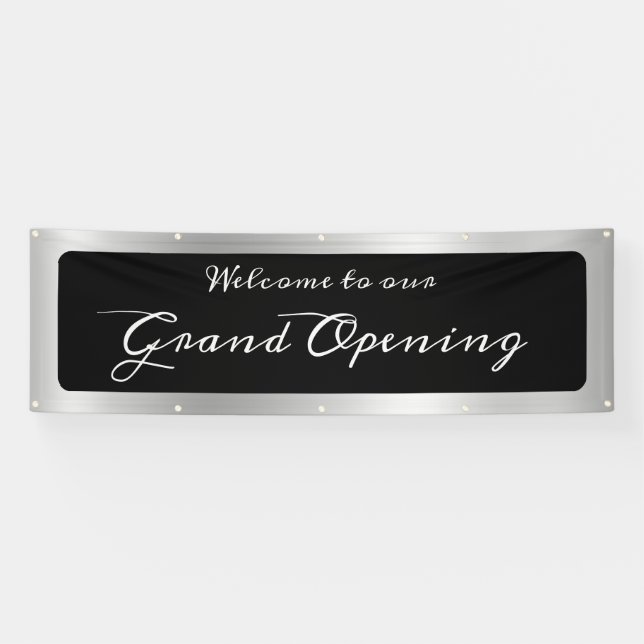 Light Silver Grey Gradient Grand Opening Banner (Horizontal)