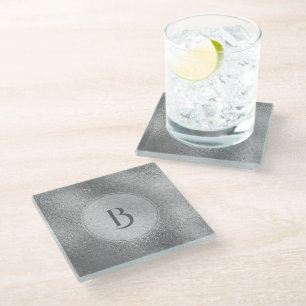 Light silver grey iridescent texture background glass coaster