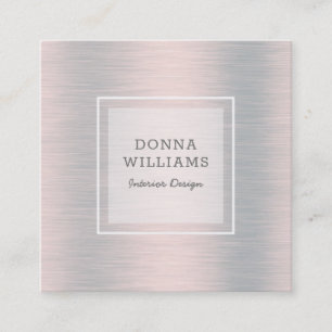 Light silver-grey metallic background square business card