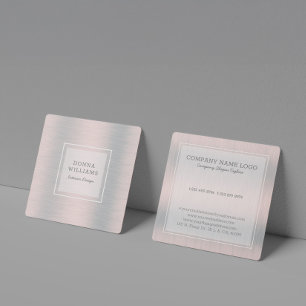 Light silver-grey metallic background square business card