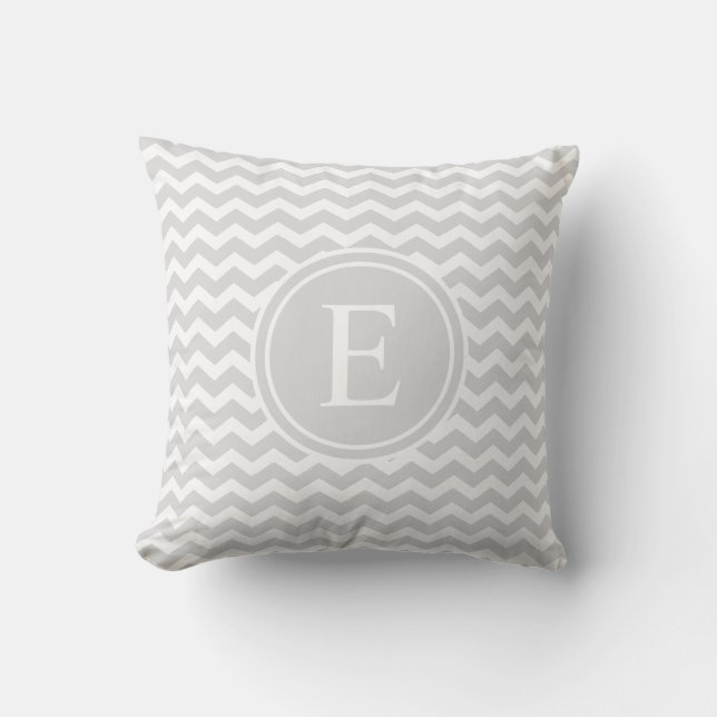 Light Silver Personalised Chevron Monogram Cushion (Front)