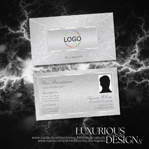 Light Silver Snake Pattern with Logo and Photo Business Card