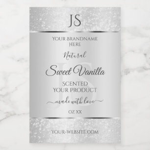 Light Silver Soft Glitter Product Labels Monogram