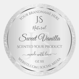Light Silver Soft Glitter Product Labels Monogram