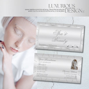 Light Silver with Diamonds and Photo Luxurious Business Card