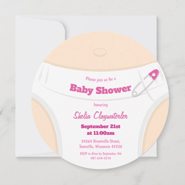 Light Skin & Diaper Pink | Baby Shower Invitation (Front)