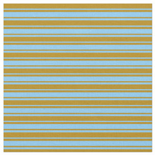 Light Sky Blue and Dark Goldenrod Coloured Pattern Fabric