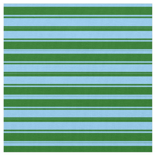 Light Sky Blue and Dark Green Lined Pattern Fabric (Close Up)