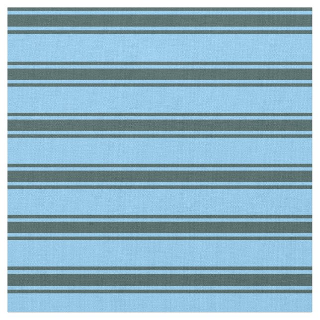 Light Sky Blue and Dark Slate Grey Lines Fabric (Close Up)