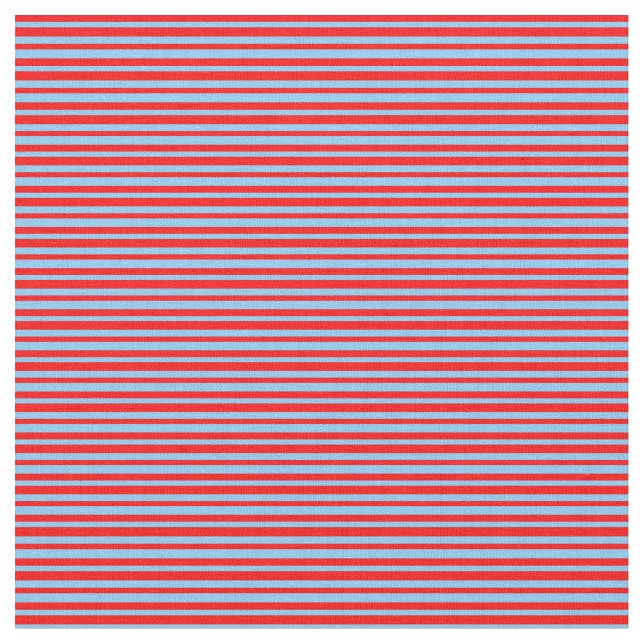 Light Sky Blue and Red Coloured Pattern Fabric (Close Up)