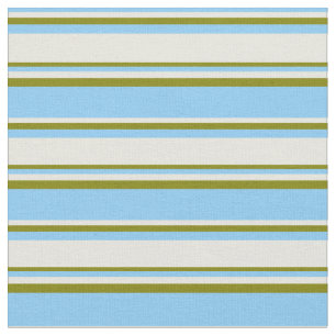 Light Sky Blue, Beige & Green Coloured Pattern Fabric
