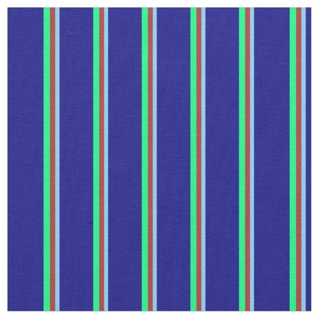Light Sky Blue, Brown, Green, and Blue Coloured Fabric (Close Up)