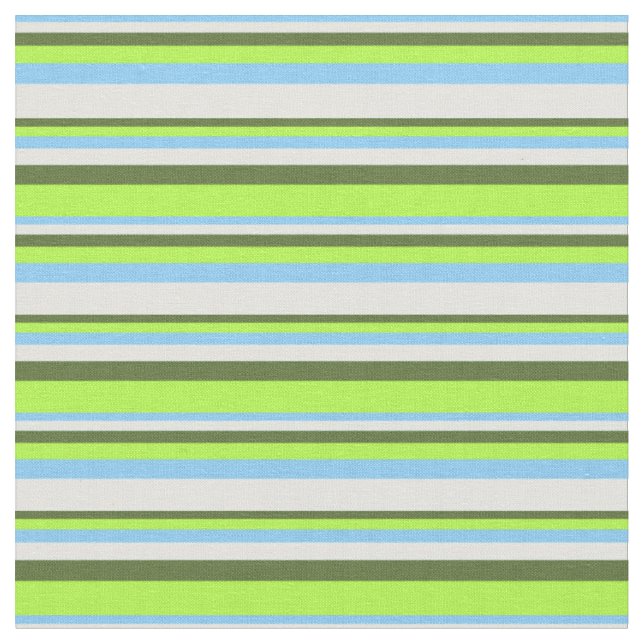Light Sky Blue, Cyan, Olive Green & Light Green Fabric (Close Up)