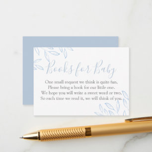 Light Sky Blue Foliage Baby Shower Book Request Enclosure Card