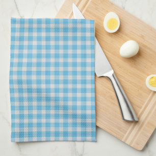 Light Sky Blue Gingham Check Pattern Tea Towel