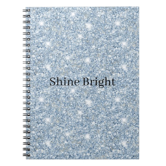 Light Sky Blue Glitter Birthday Notebook (Front)