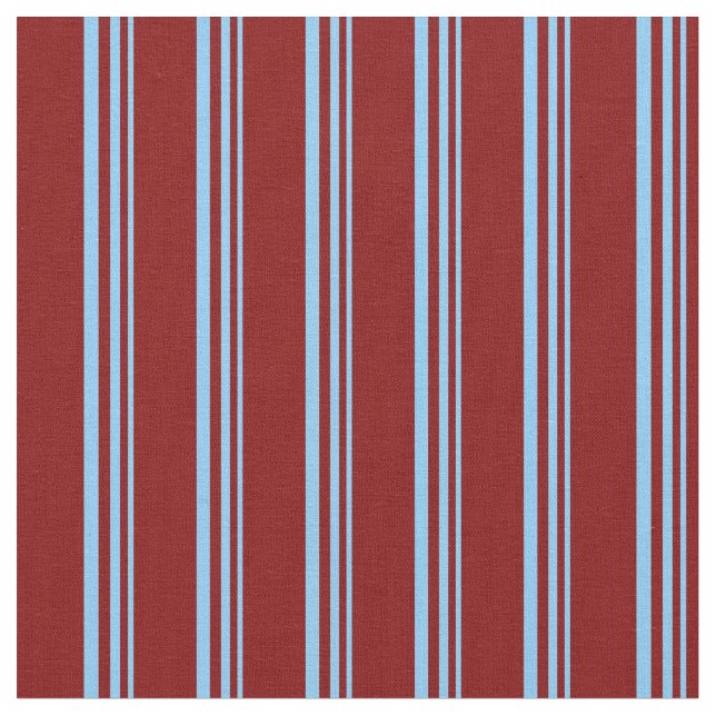 Light Sky Blue & Maroon Coloured Lines Fabric (Close Up)