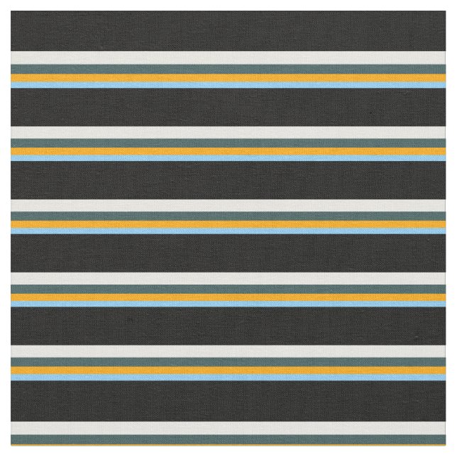 Light Sky Blue, Orange, Slate Grey, White & Black Fabric (Close Up)