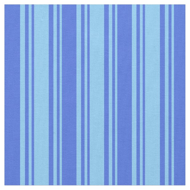 Light Sky Blue & Royal Blue Coloured Lines Fabric (Close Up)