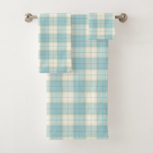 Light Sky Blue Tartan Elegant Gift Bath Towel Set