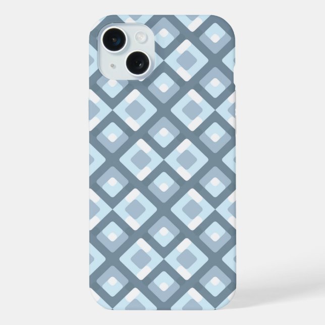 Light Slate Blue Grey Midcentury Squares Pattern iPhone Case (Back)