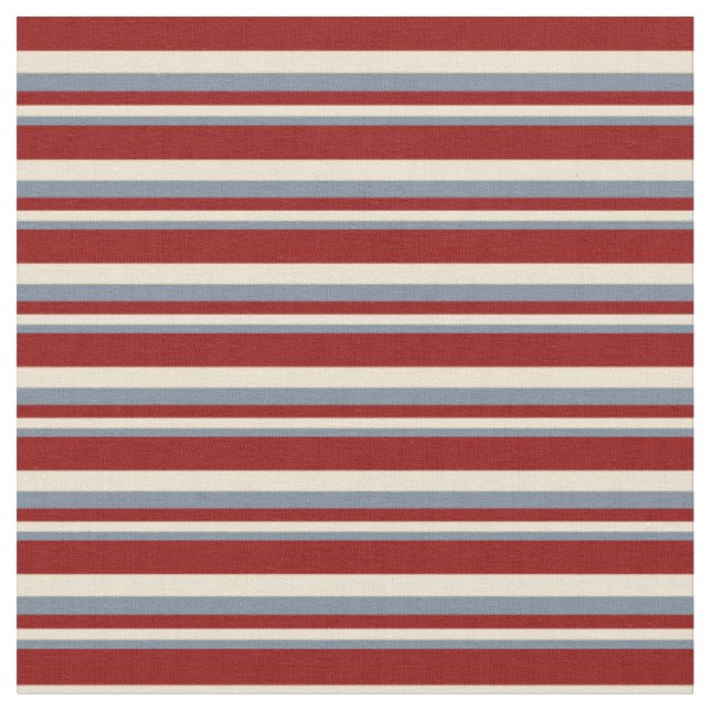 Light Slate Grey, Beige, and Dark Red Lines Fabric (Close Up)