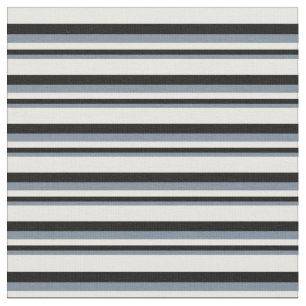 Light Slate Grey, Black & White Stripes Fabric