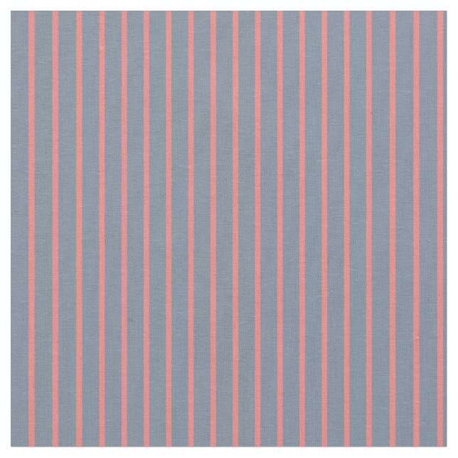 Light Slate Grey & Light Coral Lines Fabric (Close Up)