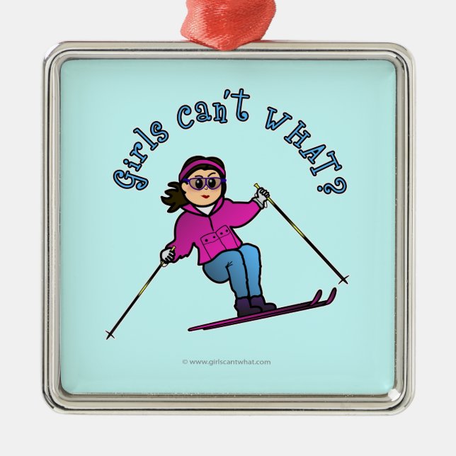 Light Snow Skier Metal Tree Decoration (Front)