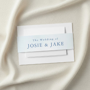 Light soft Blue sky Minimalist Elegant serif Invitation Belly Band