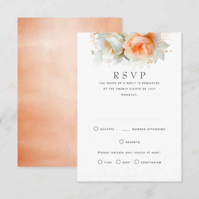 Light Soft Floral Terracotta Wedding RSVP Cards (Front/Back)