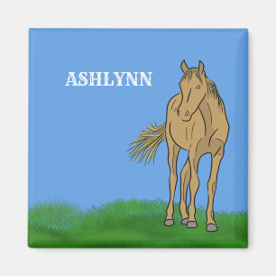 Light Sorrel Brown Horse Realistic Illustration Magnet