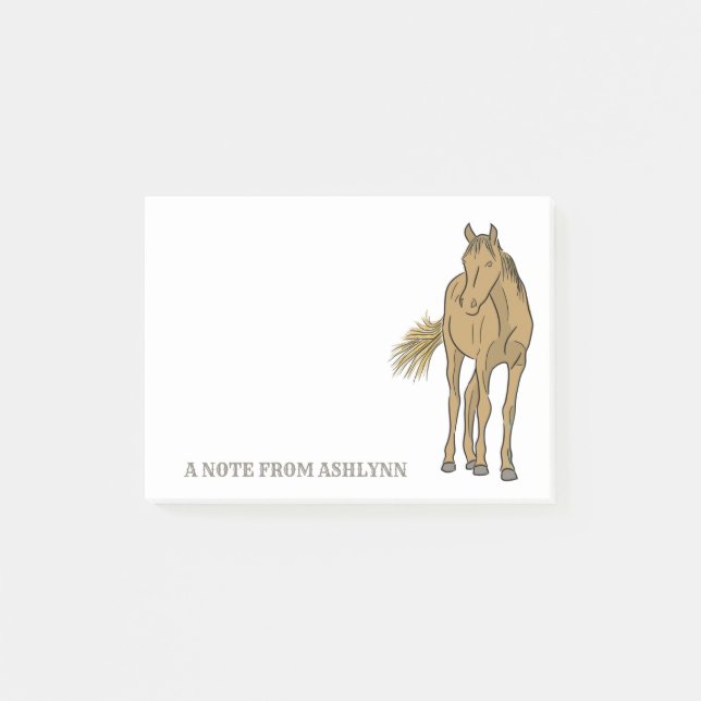 Light Sorrel Brown Horse Realistic Illustration Post-it Notes (Front)