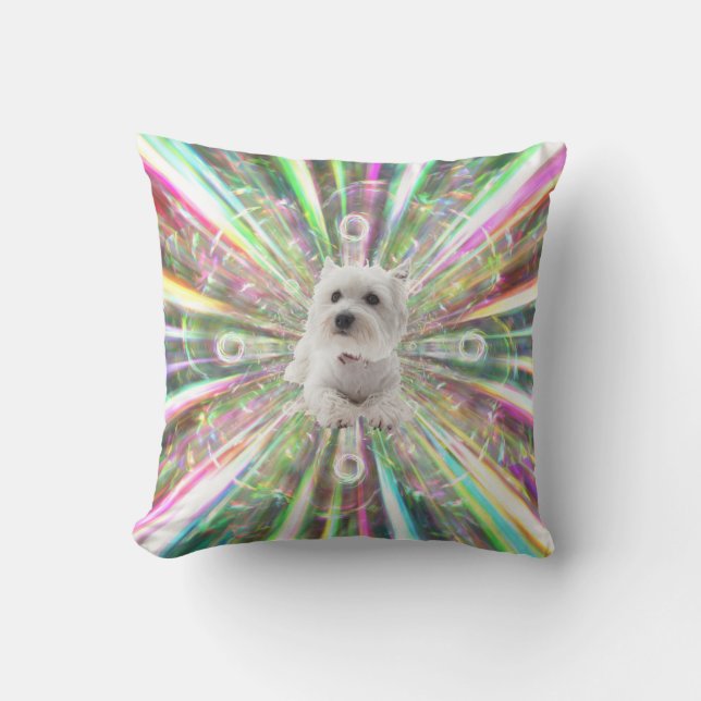 Light Speed Westie Terrier Dog Cushion (Front)