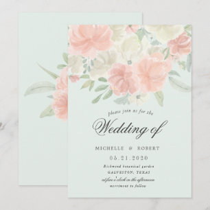 light spring floral pastel wedding invitation