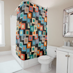 Light Squares on Dark Shower Curtain
