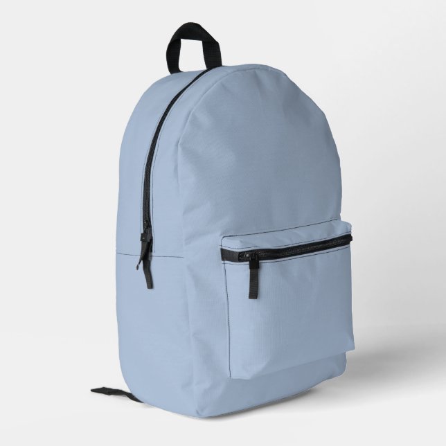 Light Steel Blue Solid Colour Printed Backpack (Back Corner Left)