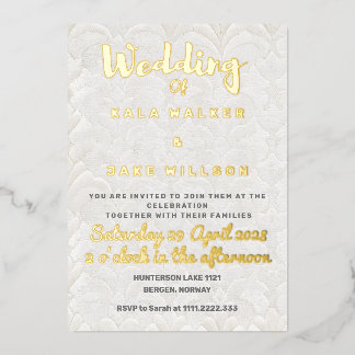 Light Stone Tan Wedding Foil Invitation