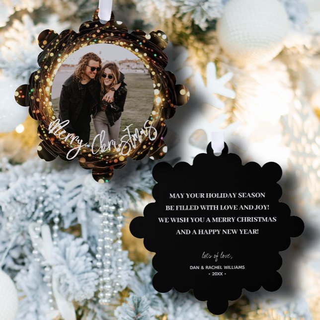 Light Strands Merry Christmas Photo Tree Decoration Card (Creator Uploaded)