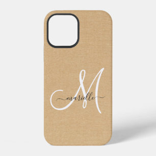 Light Straw Linen Monogram iPhone 12 Case