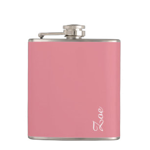 Light Strawberry Pink Customisable Hip Flask