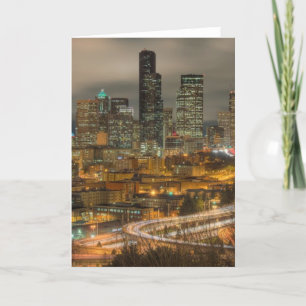 Light streaks from cars at night card