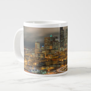 Light streaks from cars at night large coffee mug