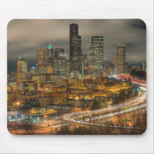 Light streaks from cars at night mouse pad
