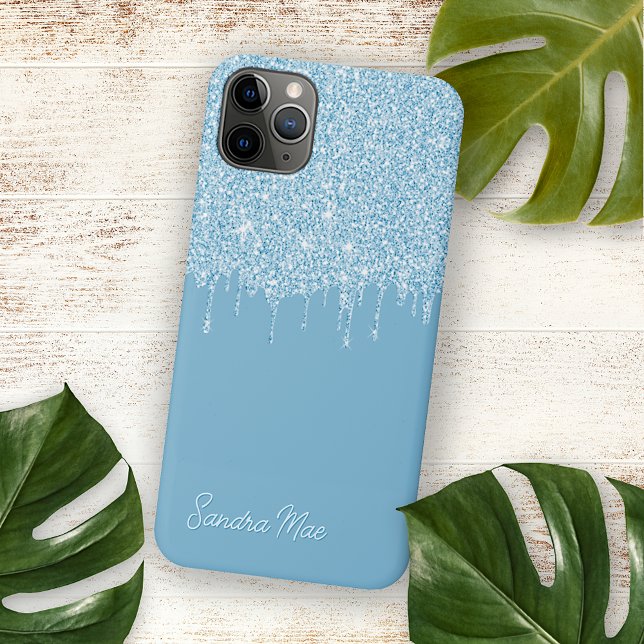 Light Summer Sky Blue Glitter Art Pattern iPhone Case (Creator Uploaded)