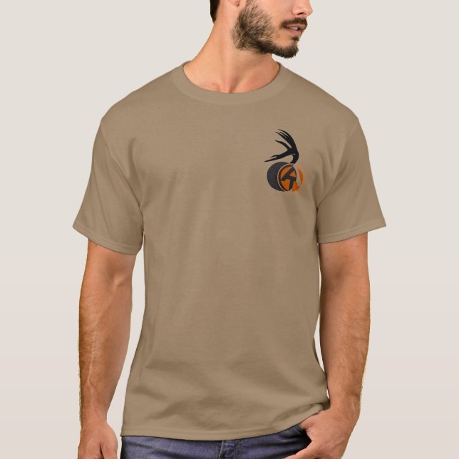 Light Tan "About Tine" logo T-shirt (Front)