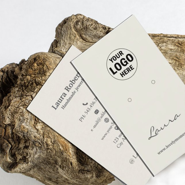 Light Tan Add Your Logo Earring Display Business Card (Creator Uploaded)