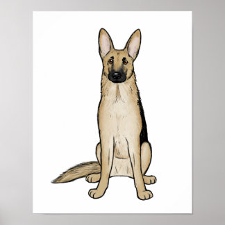 Light Tan and Black German Shepherd Dog | Pet Art Poster