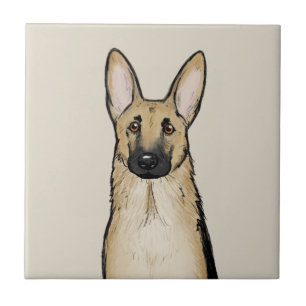 Light Tan and Black German Shepherd Dog Pet Art Tile
